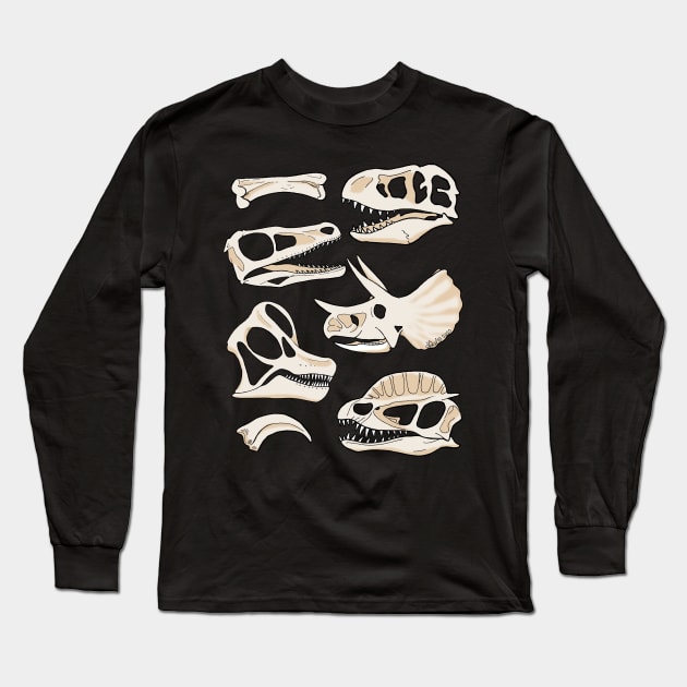 Dino Skulls Long Sleeve T-Shirt by HonuHoney